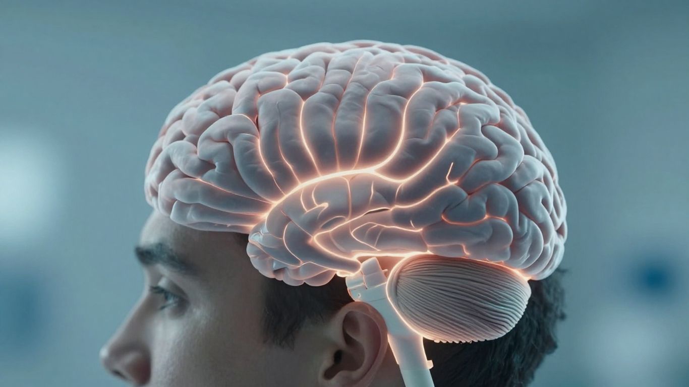 Person's head with glowing brain activity lines.