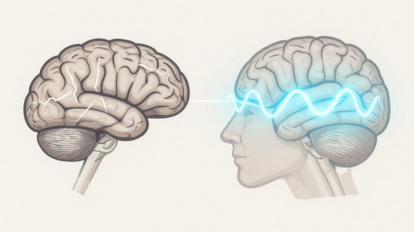 Brain with electrical currents and magnetic waves for TMS vs ECT.